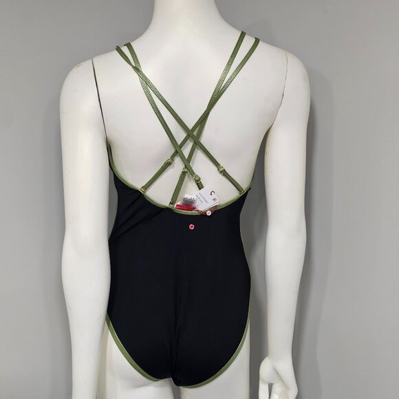 Red Carter Contrast-Trim Double-Strap One-Piece Swimsuit - Picture 4 of 9